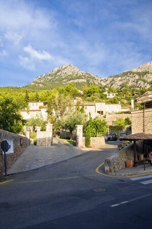 Deia the village of artists  typical stone village in Majorca Tramuntana mountain Balearic Spainの写真素材