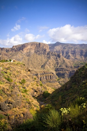 A beautiful mountain scape panorama in Gran Canaria island, Spainの写真素材