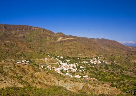 A beautiful mountain scape panorama in Gran Canaria, Spainの写真素材