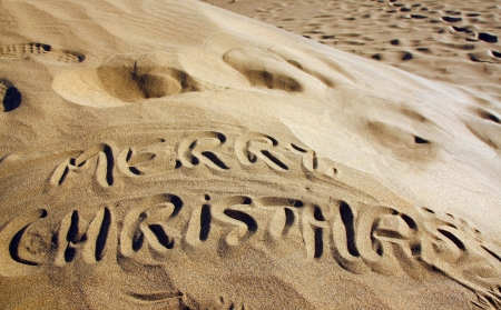 Written in the sand  Merry Christmas , Gran Canaria,Spainの写真素材