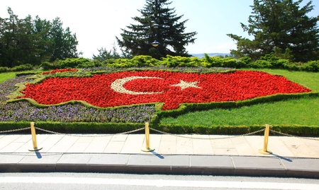 Turkey flag in flowersの写真素材