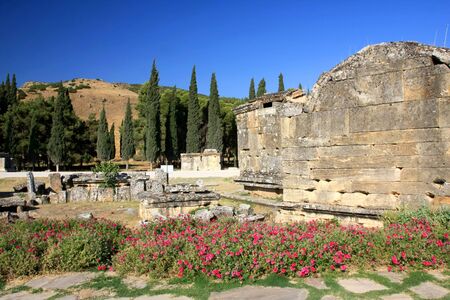 The ruins of the ancient city of Hierapolis, Pamukkale, Turkeyの写真素材