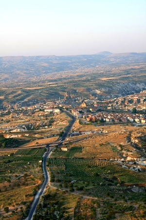 Hot air balloon flying in Cappadocia,Turkeyの写真素材