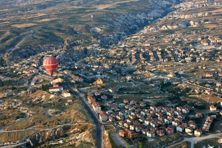 Hot air balloon flying in Cappadocia,Turkeyの写真素材