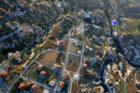Hot air balloon flying in Cappadocia,Turkeyの写真素材