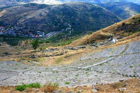 ruins in ancient city of Pergamon, Turkey
