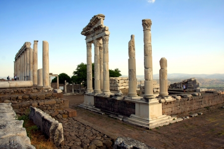 ruins in ancient city of Pergamon, Turkeyの写真素材