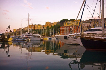 Twilight in Bastia,Corseの写真素材