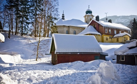 village in wintertime, Harrachov