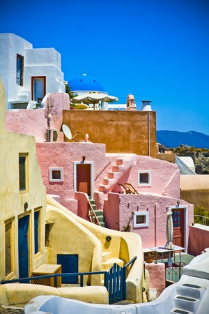 Fantastic colorful houses in Oia town, Santorini, Greeceの写真素材
