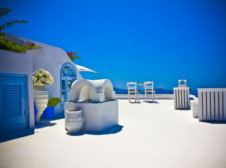 Amazing view on Santoriniの写真素材