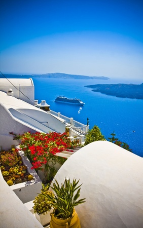 Amazing view on Santoriniの写真素材
