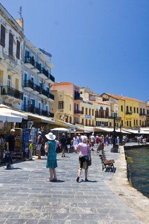 Harbor and streets of Chania Crete Greeceのeditorial素材