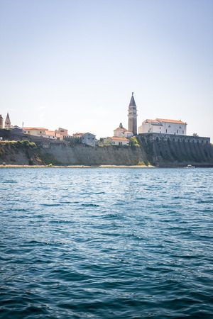 Piran view from the sea, Sloveniaの写真素材