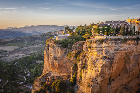beautiful sunset over the Ronda, areal view ,Spainの写真素材