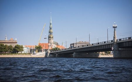 View on  Riga city from the River Daugavaの写真素材