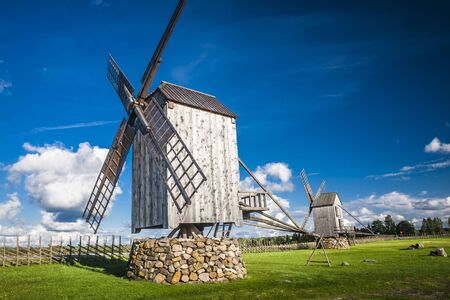 A wooden windmill in Angla, Saaremaa island, Estoniaの写真素材