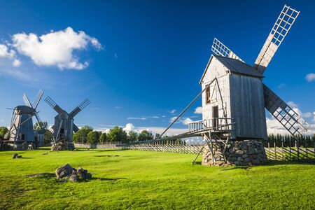 A wooden windmill in Angla, Saaremaa island, Estoniaの写真素材