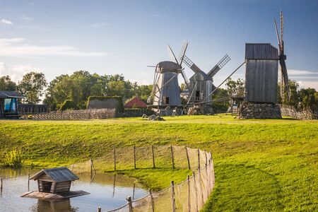A wooden windmill in Angla, Saaremaa island, Estoniaの写真素材