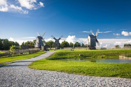 A wooden windmill in Angla, Saaremaa island, Estoniaの写真素材