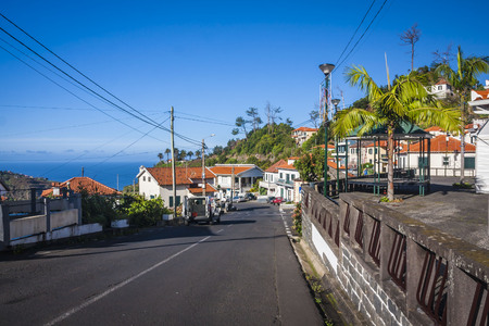 Small village at mountains of madeira, portugalの写真素材