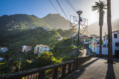 Small village at mountains of madeira, portugalの写真素材