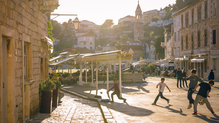 Beautiful Hvar city in Croatia on Hvar island.のeditorial素材