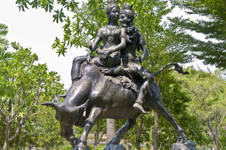 Statues of mythological dieties in Thailandの写真素材