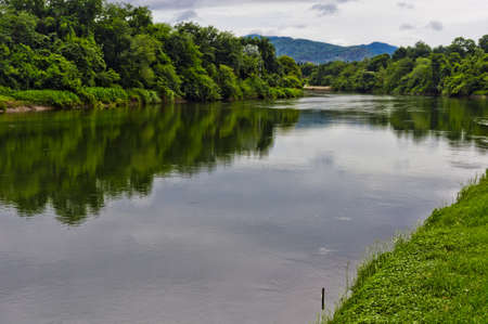 River Kwai in Kanchanaburi passing through mountains