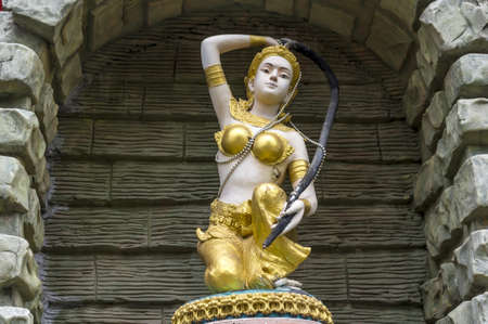 Statue of a beautify Apsara, Indian angel.の写真素材