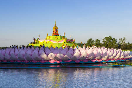 Giant floating Lotus flower architecture at Chacoengsao Thailandのeditorial素材