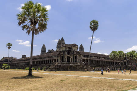 The northern and western walls of Angkor Wat temple in Siem Reap Cambodiaのeditorial素材
