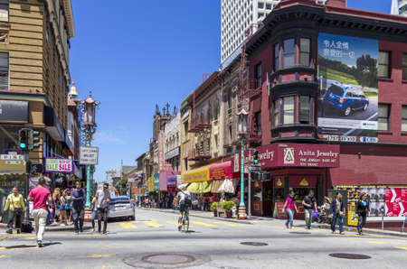 San Francisco, California - June 12, 2013 :  The Chinatown, centered around Grant Avenue and Stockton Street in San Francisco, California, is the oldest Chinatown in North America and a major tourist attraction.のeditorial素材