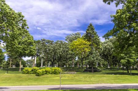 Lake Calhoun, Minneapolis - June 17, 2013   A cemetry next to the Lake Calhoun in Minneapolis, Minnesota 