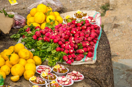 Fresh vegetables being sold in Rajasthan, Indiaの写真素材