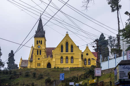 Darjeeling, West Bengal - January 8, 2014   St  Andrew Church in Darjeeling on a foggy winter evening  Darjeeling is a town in West Bengal state of India  A popular tourist destination, it is located in the Mahabharat Range or Lesser Himalaya at an averagのeditorial素材