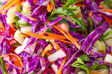 Closeup of salad made of mixed colourful vegetables の写真素材