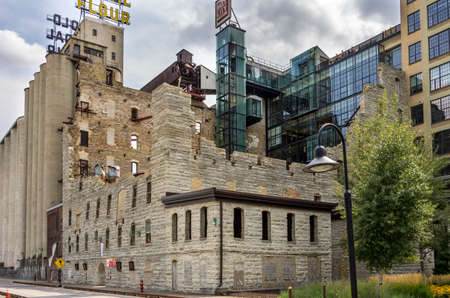 Minneapolis, Minnesota - August 21, 2014: The Mill City Museum is built into the ruins of what was once the worlds largest flour mill. It is located on the historic Mississippi Riverfront in Minneapolis, MN, USAのeditorial素材