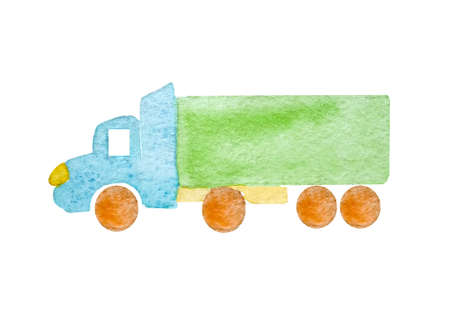 Watercolor blue semi-trailer truck as a tractor unit and semi-trailer to carry freight in white background isolated with green body.
Naive artの写真素材