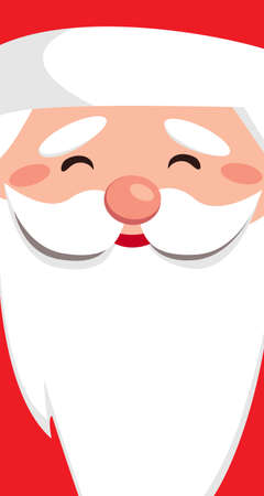 Santa Claus face with beard cartoon character. Merry Christmas and happy new year. Design for greeting card, banner, poster with copy space. Vector illustrationのイラスト素材