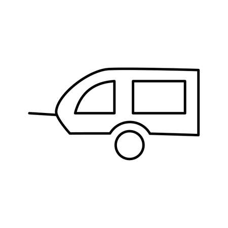Linear icon of bicycle trailer for children and animals. Editable line stroke on a white background isolatedのイラスト素材