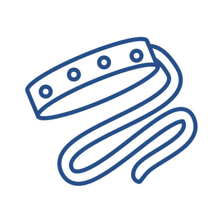 Dogs lead. Thin line vector icon of a dog collar. Editable Stroke. Strap and long wavy leash with decoration on neck. Pixel perfect linear icons, contour symbols. Isolated outline illustrations.のイラスト素材