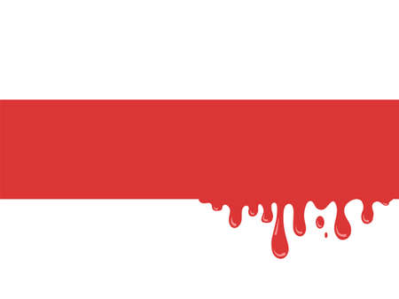 Bloody red-white flag of Belarus. Civil fratricidal war. Drops and splashes of blood on historical symbol of country republic. Vector flat illustration. Poster, banner for rally, protests.のイラスト素材