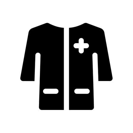 Medical gown glyph filled icon illustration. Long sleeve, pocketsのイラスト素材