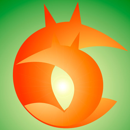 fox logo, orange, greenのイラスト素材