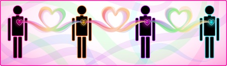 Concept of heart connection between a number of peopleのイラスト素材