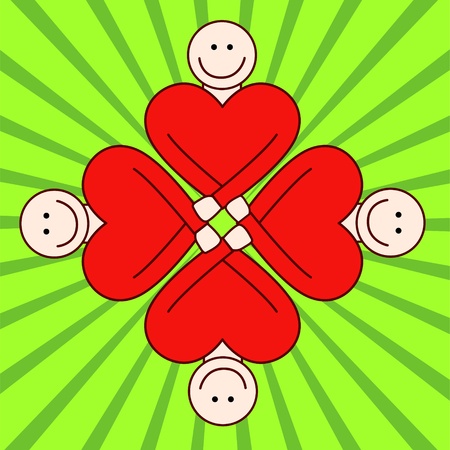 People togetherness - red hearts のイラスト素材