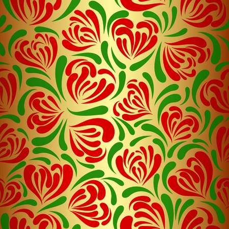 Seamless pattern with abstract flowers on a gold background のイラスト素材