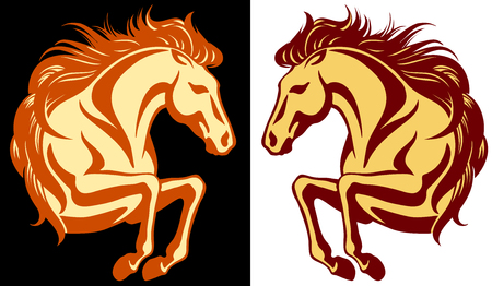 Clip-art of jumping horse - 2 variations in different coloursのイラスト素材