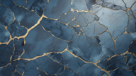 dark blue and gold marble surface background, in the style of wavy linesの写真素材